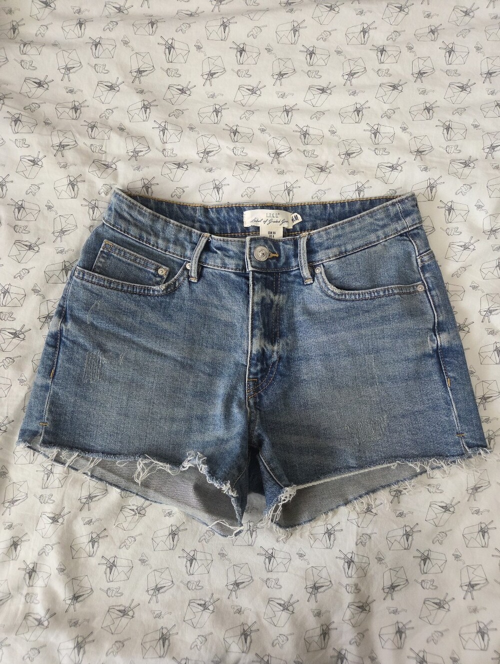 Blue Denim Distressed Cut Off Shorts